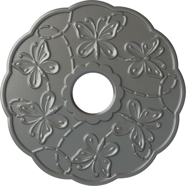 Ekena Millwork Terrones Butterfly Ceiling Medallion (Canopies up to 3 7/8"), 17 7/8"OD x 3 7/8"ID x 1"P, Silver CM17TSSLS - main